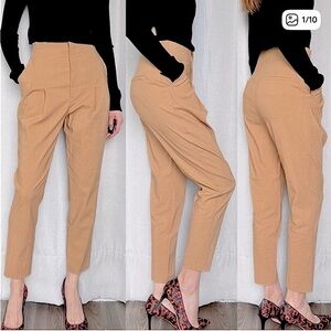 A.L.C. Linen Blend High Waist Pleated Tapered Pants Size 10 Camel Tan NWT $495